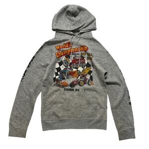 VTG 80‘s Nascar Car Racing Graphic Pullover Hoodie S Gray